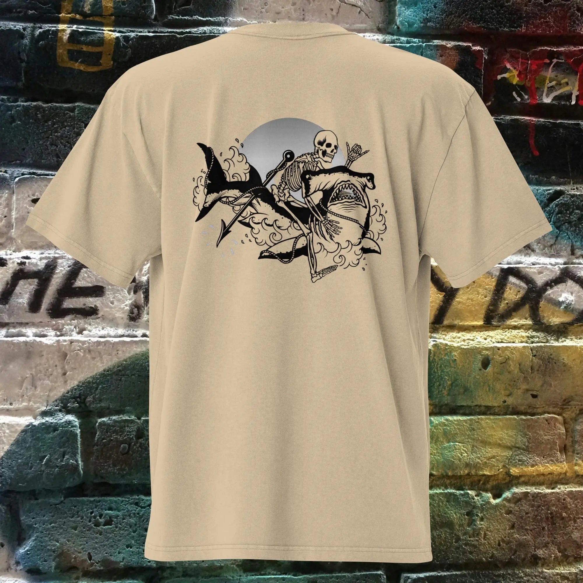 N.2.S art studio Faded Khaki / S T-shirt oversize Ghost Surf